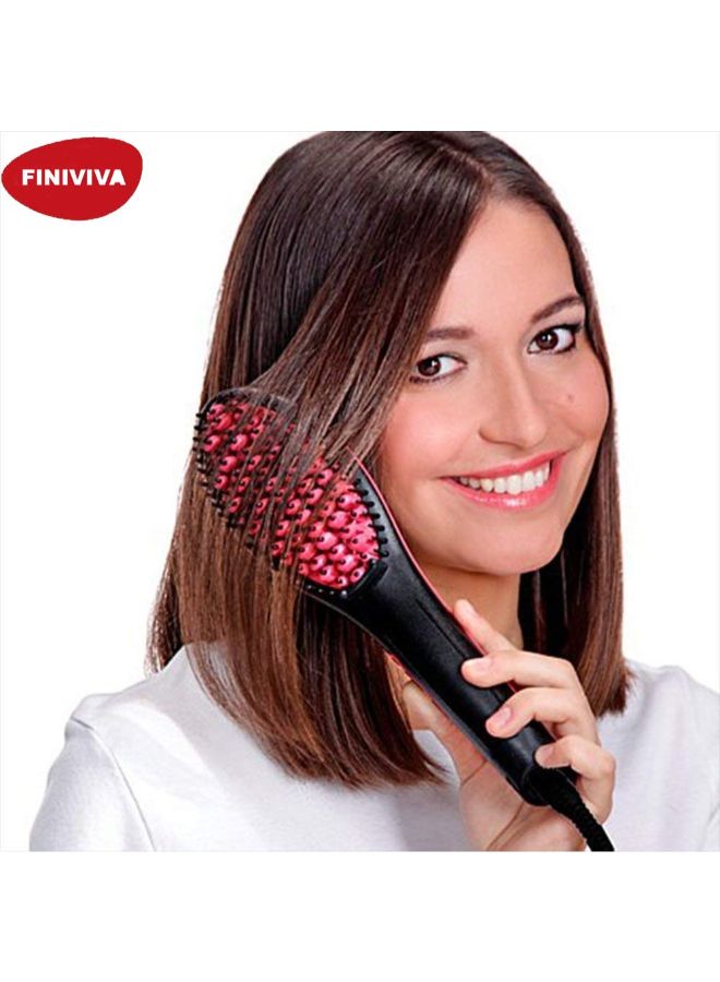 Finiviva 2-In-1 Electric Hair Straightening Brush With LCD Display Black/red  - Image 3