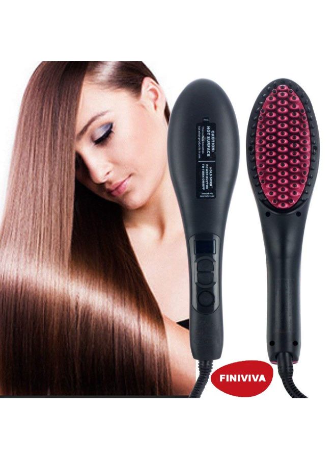 Finiviva 2-In-1 Electric Hair Straightening Brush With LCD Display Black/Red  - Image 3