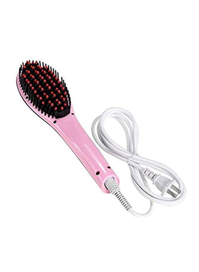 2-In-1 Electric Straightening Comb Brush With LCD Screen Pink - Image 1