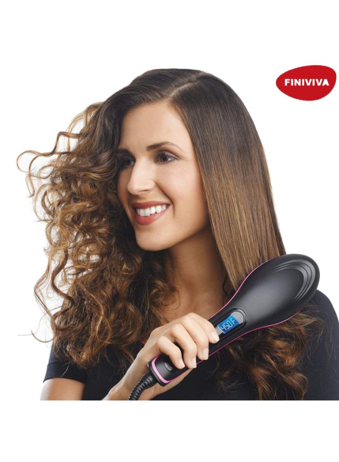 Finiviva 2-In-1 Electric Hair Straightening Brush With LCD Display Black/red  - Image 3