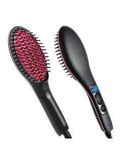 2-In-1 Ceramic Hair Straightening Brush With LCD Screen Black/Red - v1578498324/N33347635A_1