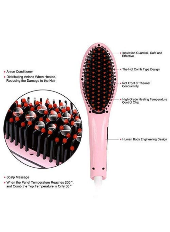 Generic Electric Hair Straightener Comb Brush With LCD Screen Pink  - Image 2