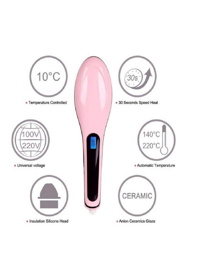 Goank Electric Hair Straightening Brush With LCD Display Pink - Image 3