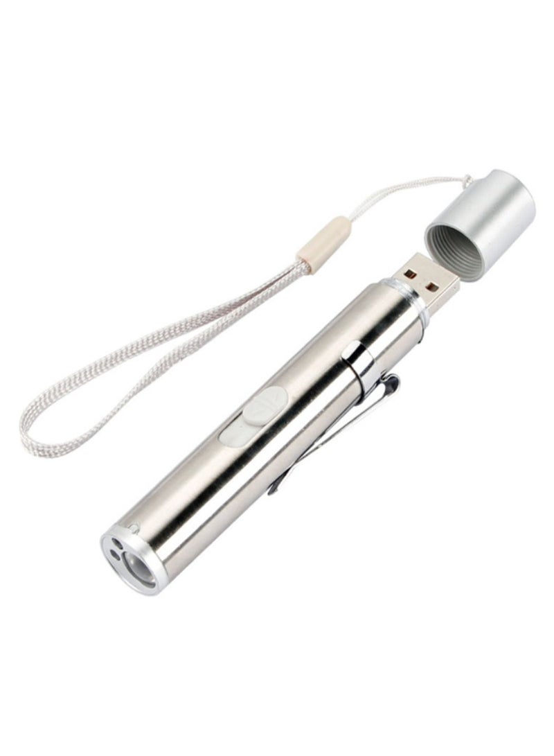 USB Charging Mini Flashlight Silver