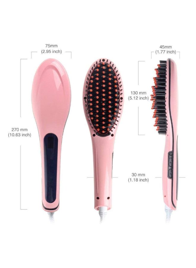 Professional Electric Hair Straightener Brush With LCD Screen Pink - Image 3