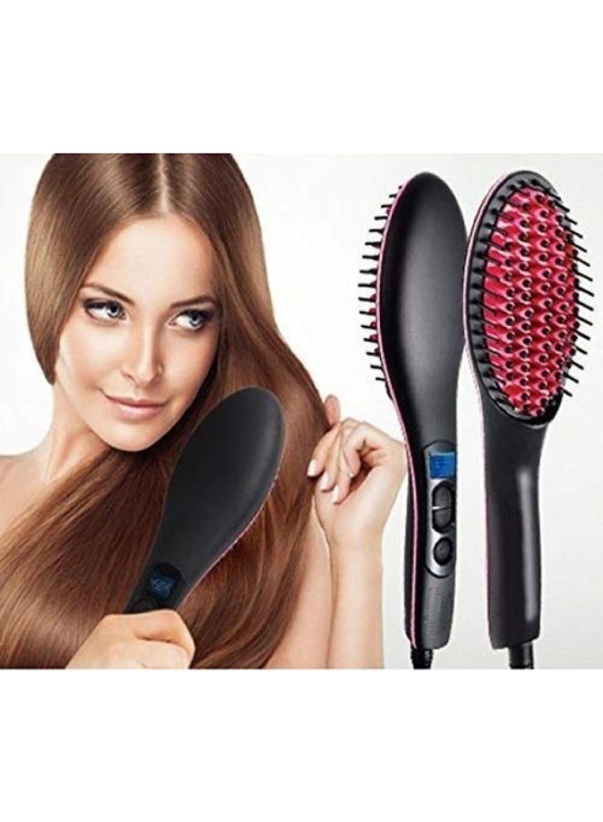 Professional Electric Hair Straightener Brush With LCD Screen Black/Red - Image 2