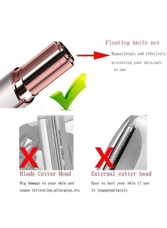 Lipstick Shaped Hair Remover Electric Razor Machine White/Gold - Image 3