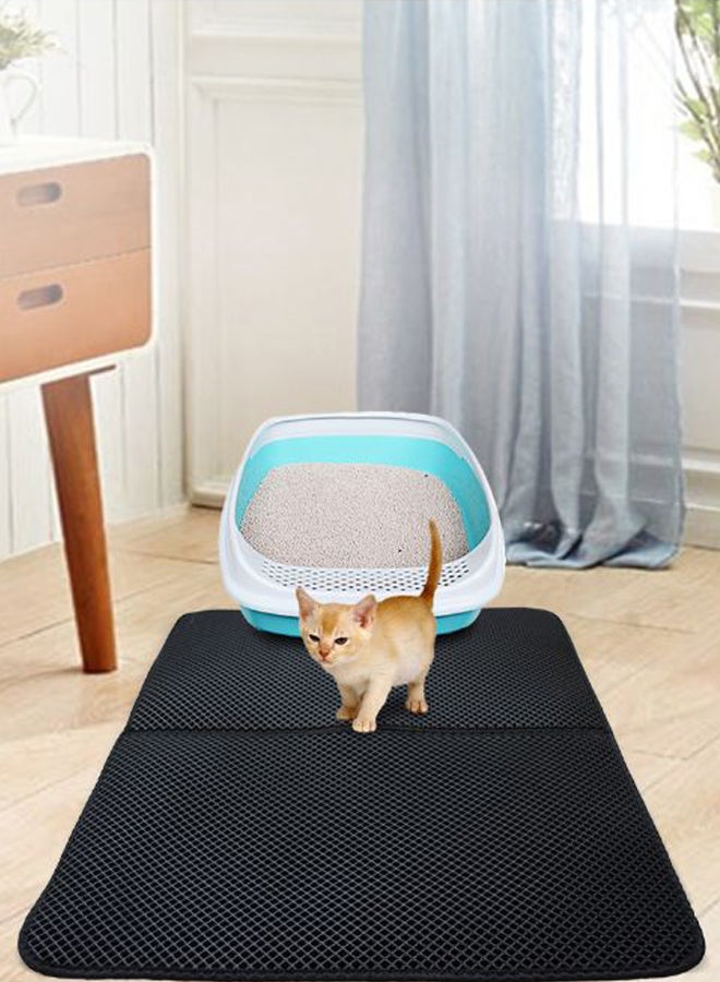 Double Layer Half Medium Cat Litter Mat Black - Image 2