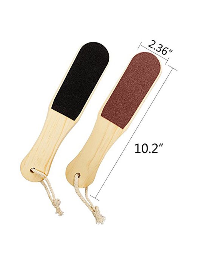 Fully Double Sided Pedicure Foot Scrubber With Handle Black/Beige - Image 3