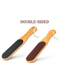 Fully Double Sided Pedicure Foot Scrubber With Handle Black/Beige  - Image 2