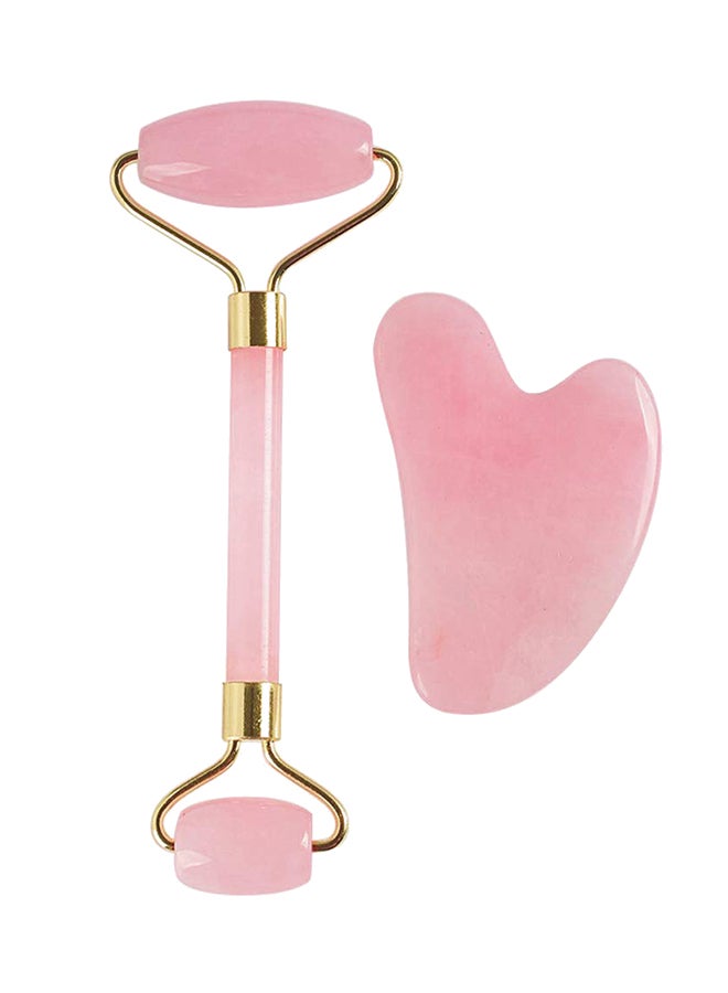 Healifty 2-Piece Anti Aging Treatment Jade Roller Pink/Gold  - Image 1