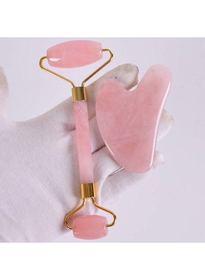Healifty 2-Piece Anti Aging Treatment Jade Roller Pink/Gold  - Image 2