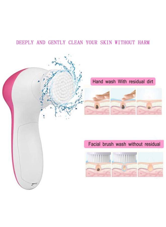 5-iIn-1 Electric Massager And Cleanser Kit Pink/White - Image 3