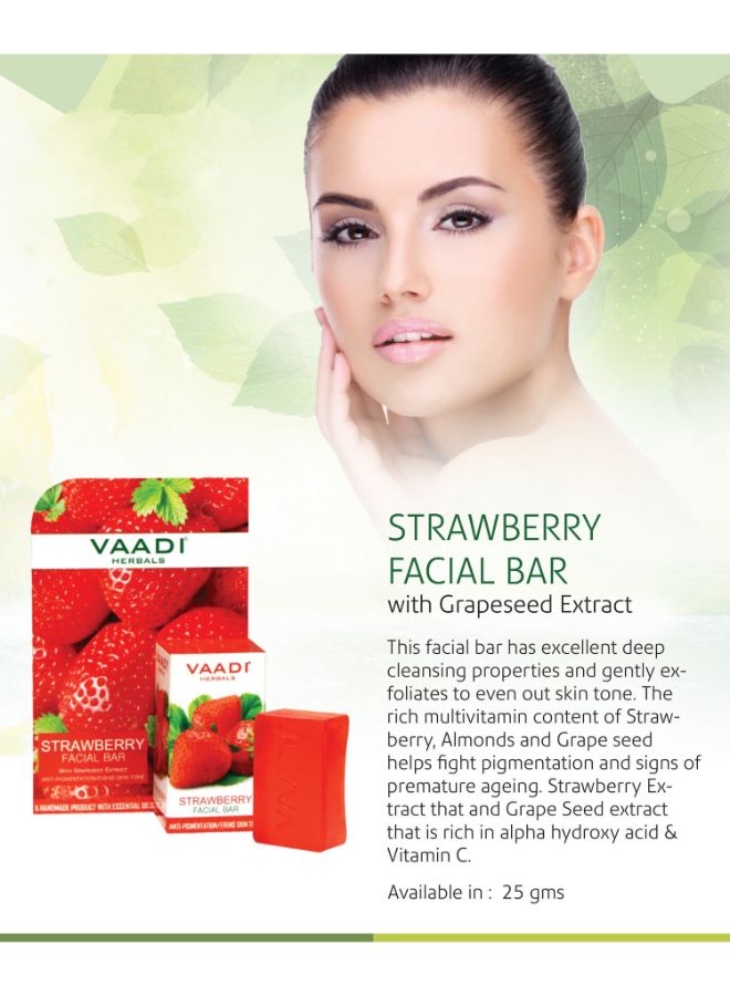 VAADI HERBALS Strawberry Facial Bar With Grape Seed Extract  - Image 3