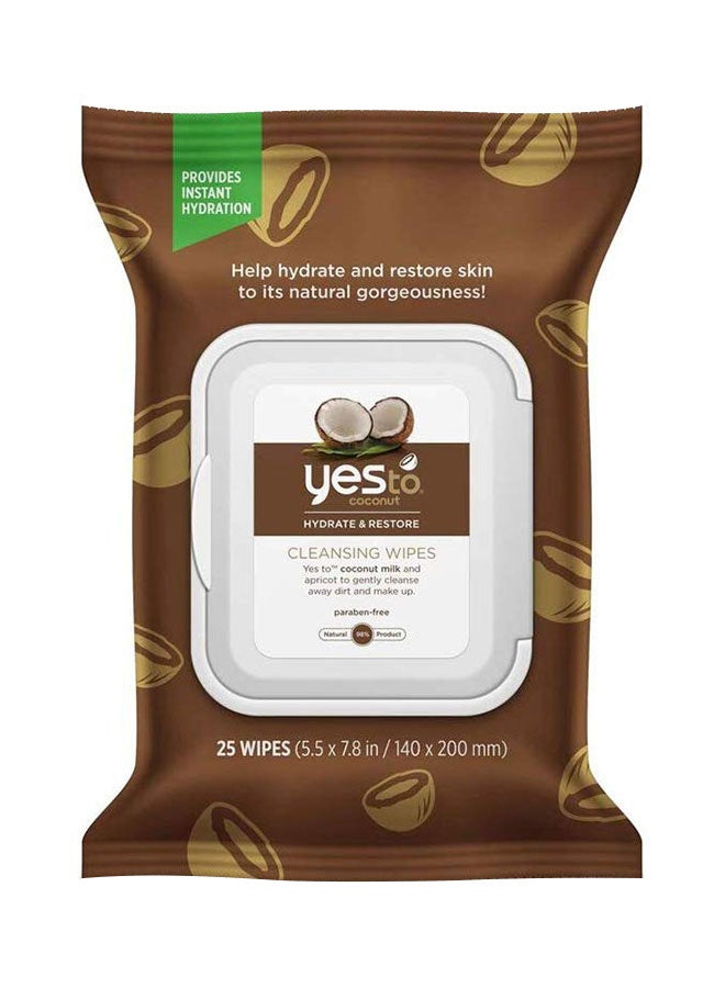 Yes To Coconut Hydrate And Restore Cleansing Facial Wipes, 30 Count