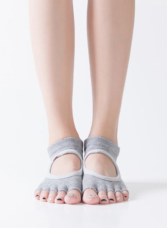 شاربدو زوج جوارب يوغا مانعة للانزلاق بنمط أصابع منفصلة One size - Image 3