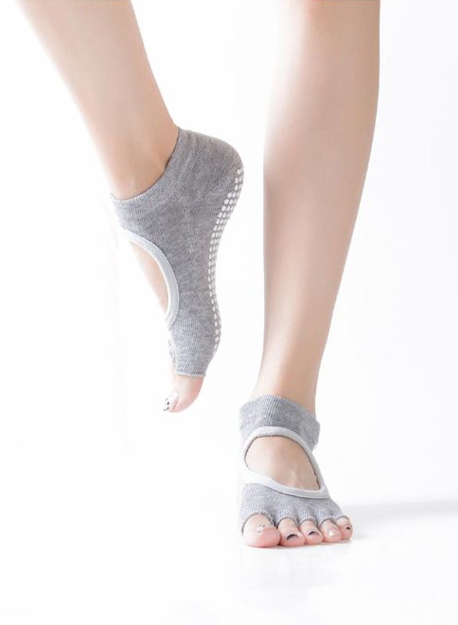 شاربدو زوج جوارب يوغا مانعة للانزلاق بنمط أصابع منفصلة One size - Image 2