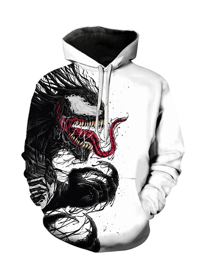 Generic 3D Dragon Printed Hoodie White/Red/Black  - Image 1