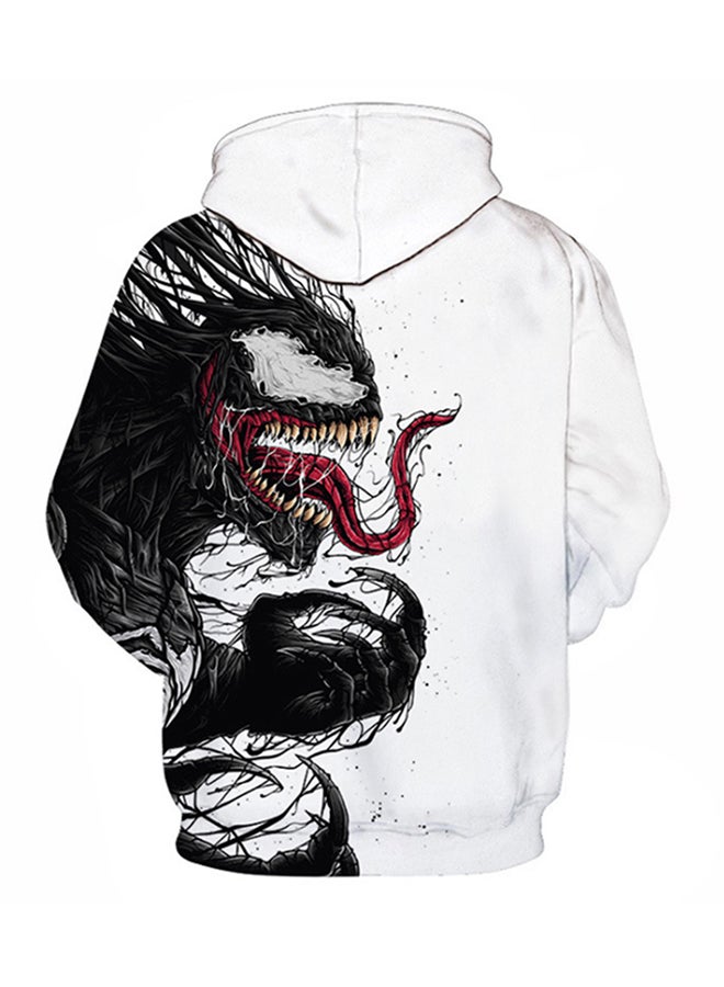 Generic 3D Dragon Printed Hoodie White/Red/Black  - Image 2