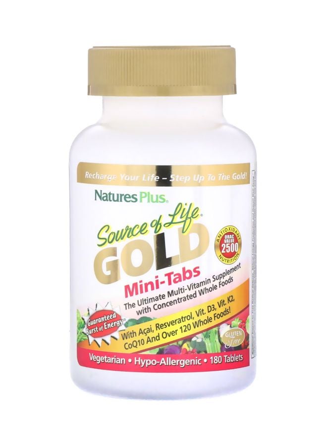 Nature's Plus Source Of Life Gold Mini-Tabs The Ultimate Multi-Vitamin Supplement - 180 Tablets