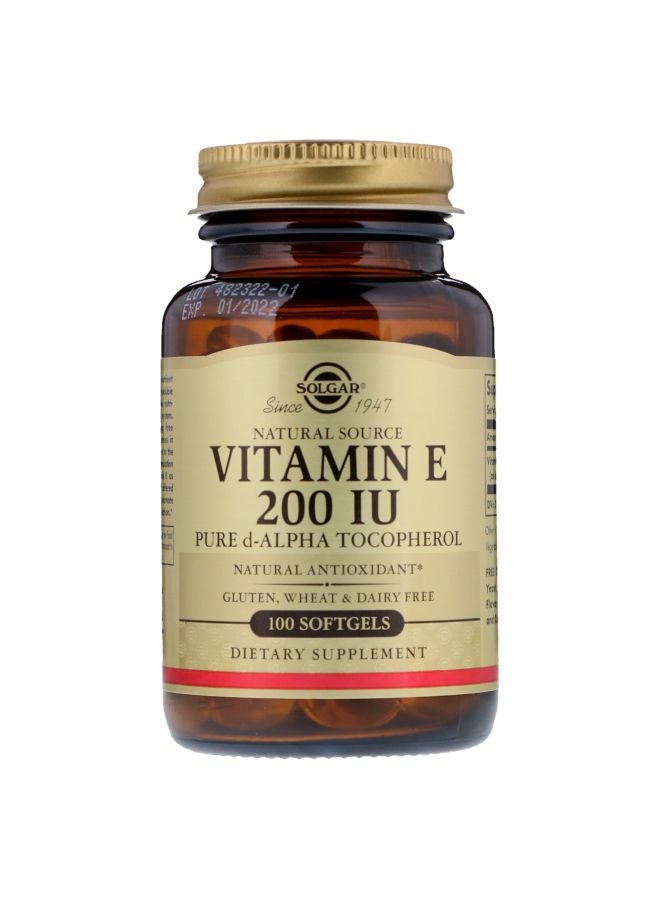 Solgar Naturally Sourced Vitamin E Dietary Supplement 200 IU - 100 Softgels