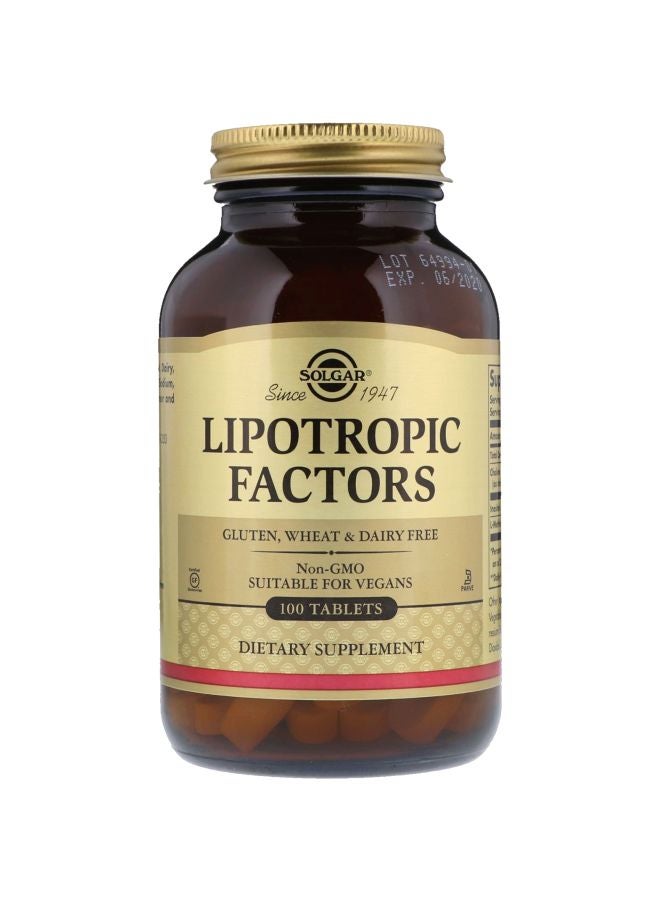 Solgar - Lipotropic Factors Dietary Suplement - 100 Tablets - Image 1