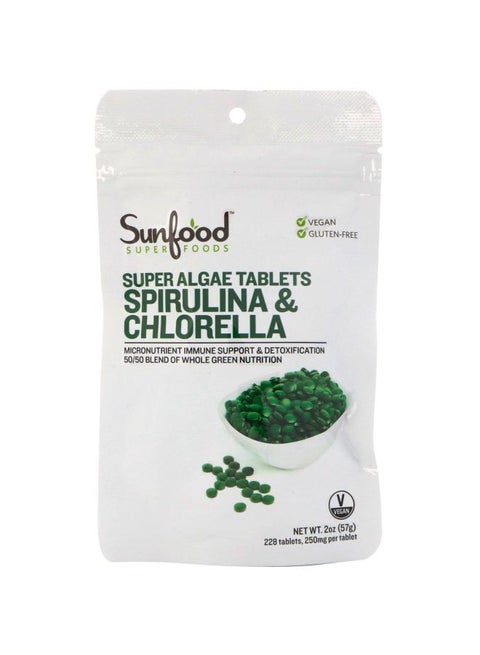 Spirulina And Chlorella Super Algae Dietary Supplement (250mg) - 228 Tablets
