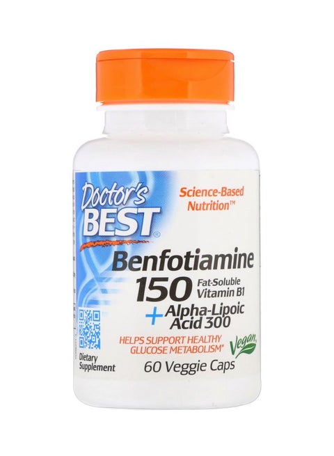Benfotiamine 150 + Alpha-Lipoic Acid 300 Dietary Supplement - 60 Veggie Caps
