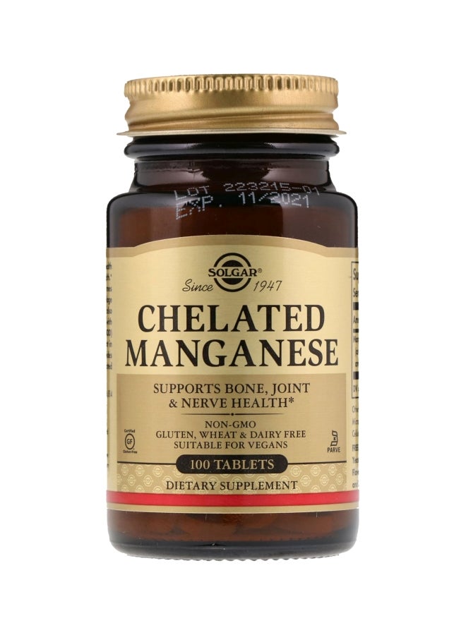 Solgar Chelated Manganese Dietary Supplement - 100 Tablets