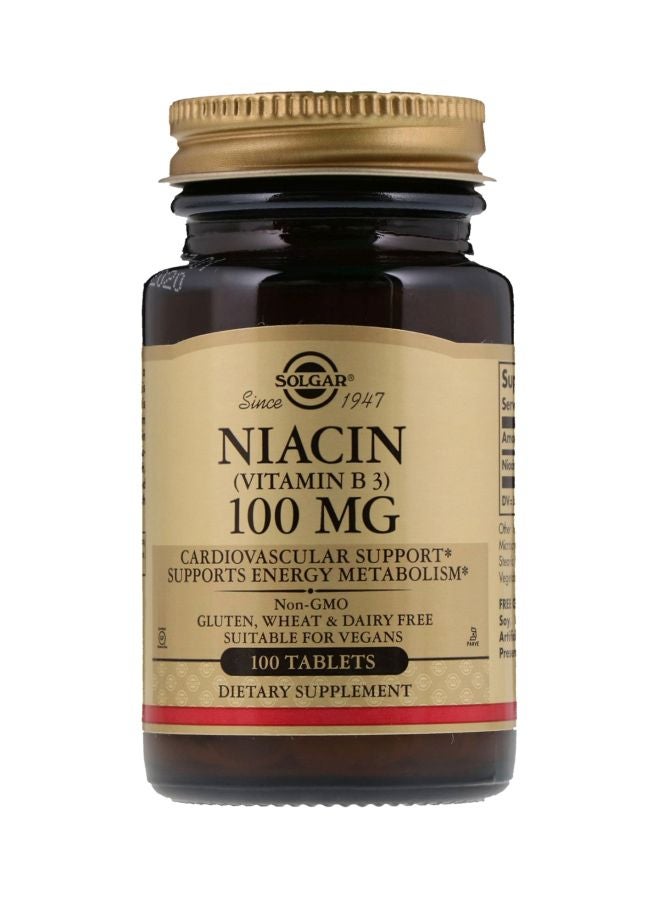 Solgar - Niacin Vitamin B3 100 MG Dietary Supplement - 100 Tablets - Image 1