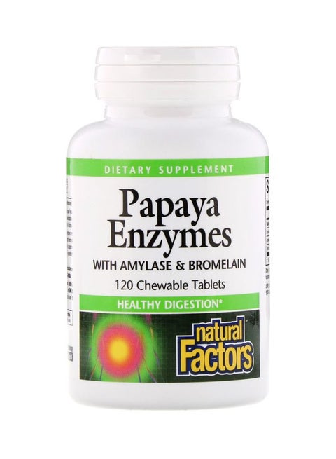 Papaya Enzymes With Amylase And Bromelain Dietary Supplement - 120 Chewable Tablets