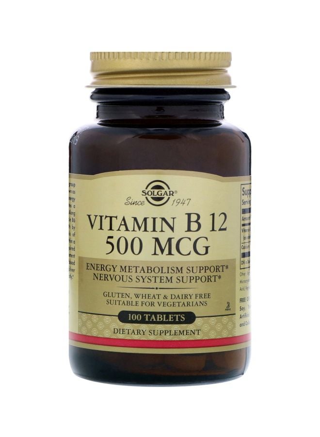 Solgar Vitamin B12 500mcg Dietary Supplement- 100 Tablets