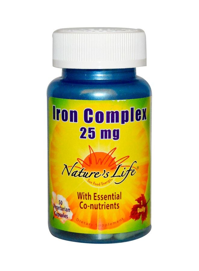 Nature's Life - Iron Complex Dietary Supplement 25mg - 50 Vegetarian Capsules - Image 1