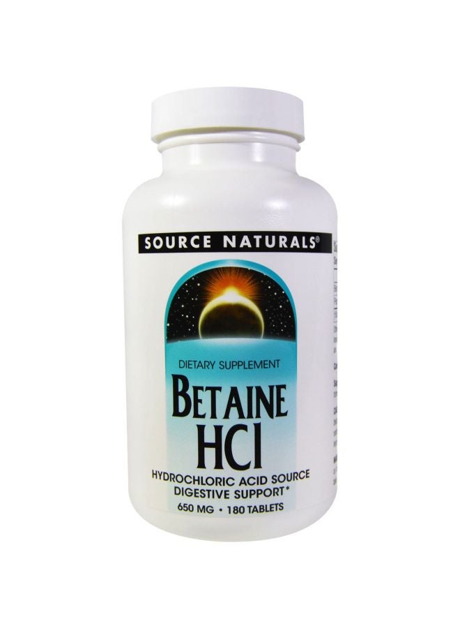 مُكمل غذائي هيدروكلوريد البيتين لدعم صحة الجهاز الهضمي 650 مجم - 180 كبسولة