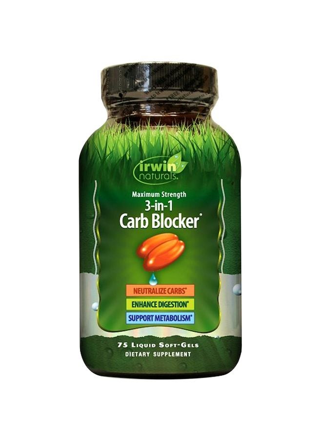 Irwin Naturals 3-In-1 Carb Blocker Dietary Supplement - 75 Liquid Softgels 