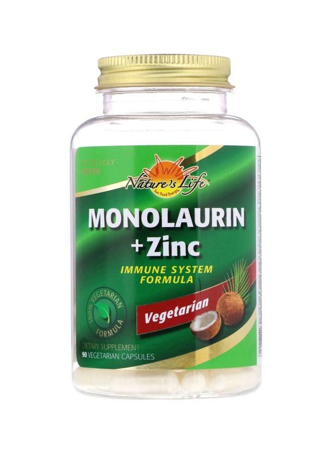 Nature's Life Monolaurin + Zinc Immune System Formula - 90 Vegetarian Capsules 