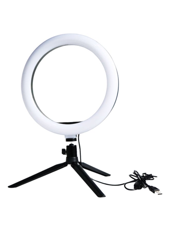 حلقة إضاءة سيلفي مع دعامة مثلثة الشكل قابلة للتعديل أبيض/ أسود - Image 1