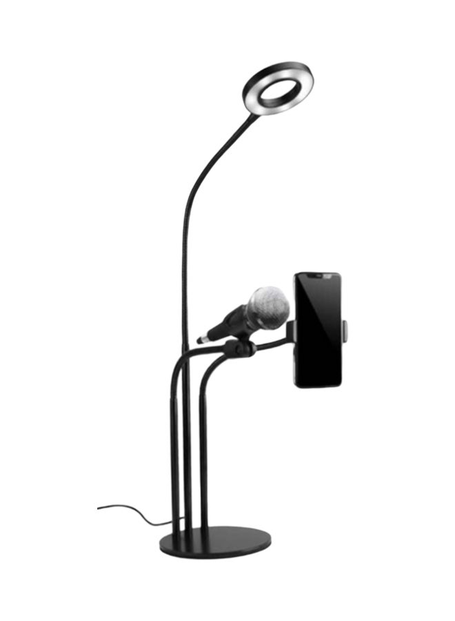 حلقة إضاءة صور السيلفي مع حامل بمسند للهاتف المحمول أسود - Image 2