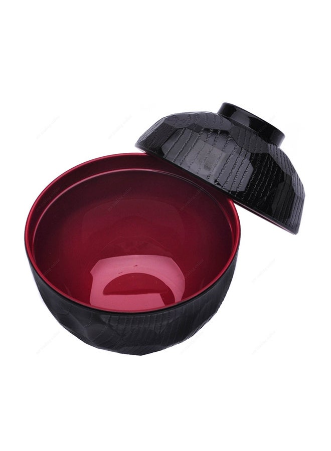 Set Of 2 Japanese Lacquer Bowl With Lid Red/Black 3.50 x 2.5inch