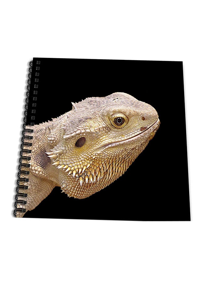 3Dروز كتاب رسم تتوسط غلافه صورة سحلية التنين الملتحي بيج / أسود - Image 1