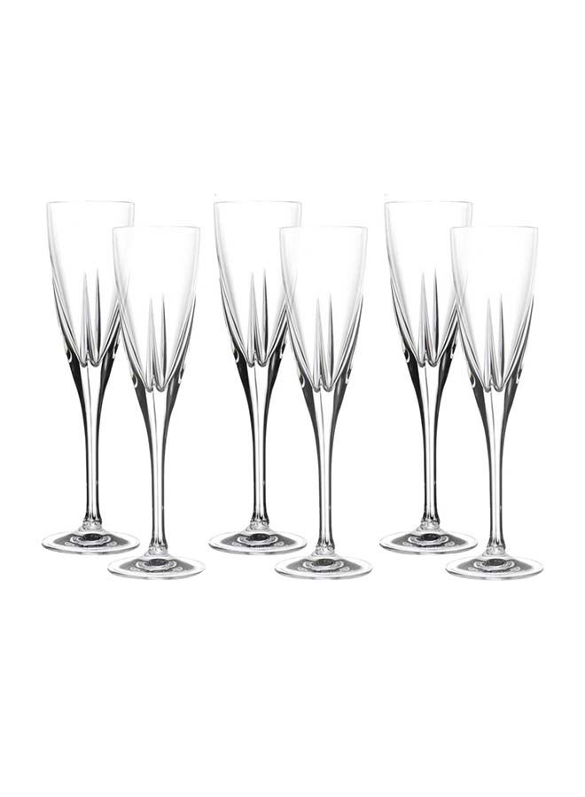 RCR 6-Piece Glass Flute Goblet Set Clear 250ml 