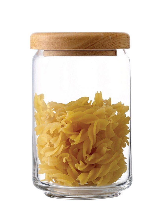 Ocean - 6-Piece Pop Jar Set With Wooden Lid Clear/Brown 750ml - Image 1