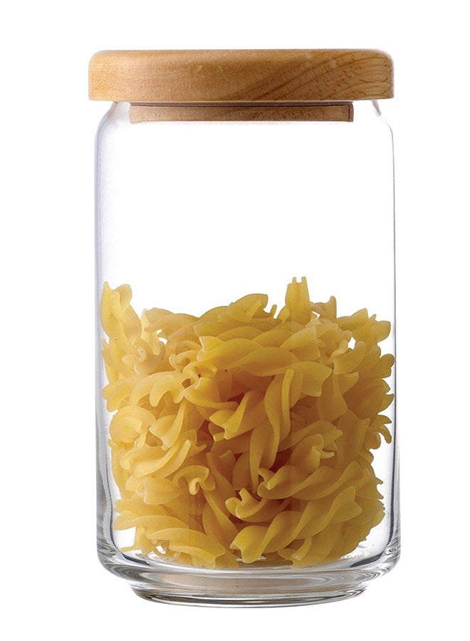 Ocean 6-Piece Pop Jar Set With Wooden Lid Clear/Brown 1000ml  - Image 2