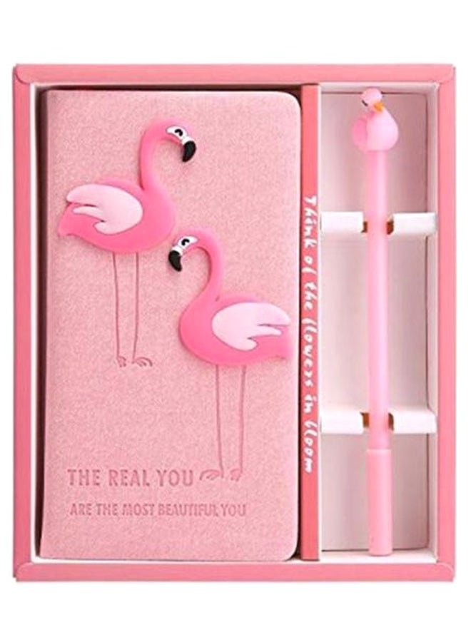 Generic Trendy Flamingo Printed Writing Notebook With Pen Pink  - Image 1