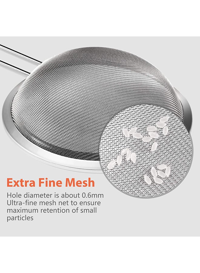 IPOW Set Of 3 Fine Mesh Strainer Set White/Silver - Image 3