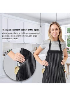 HOMWE Adjustable Bib Apron With Pocket Black 33 x 27inch  - Image 4