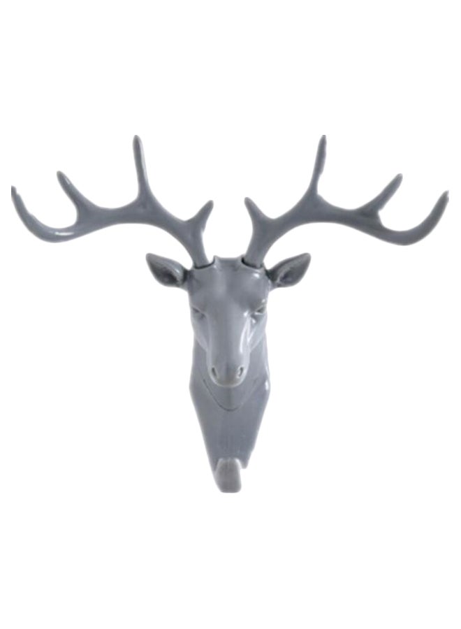 Deer Head Single Wall Hook Grey 