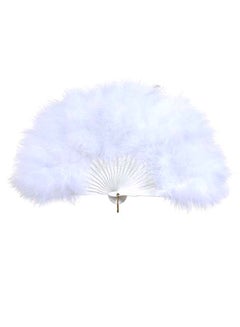 Generic Goose Feather Folding Nice Prom Fan White 