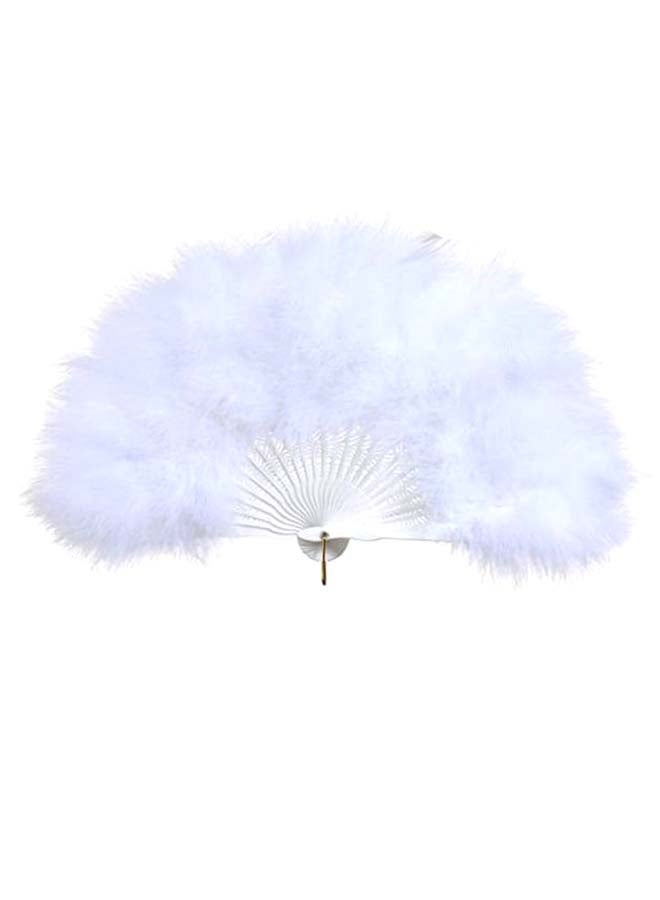 Goose Feather Folding Nice Prom Fan White