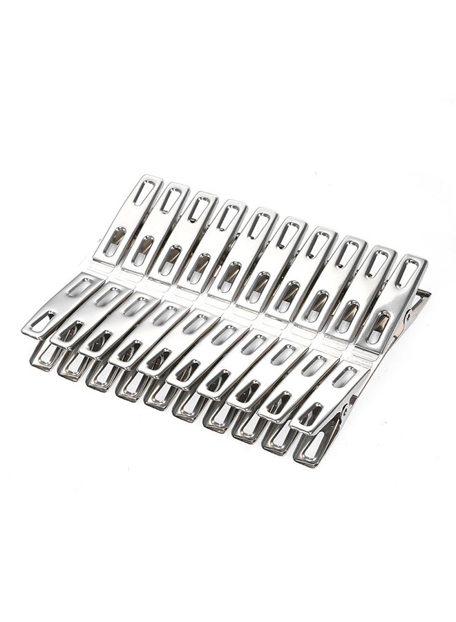 Generic - 20-Piece Stainless Steel Clothes Clips Silver 2x9x0.056cm - Image 1